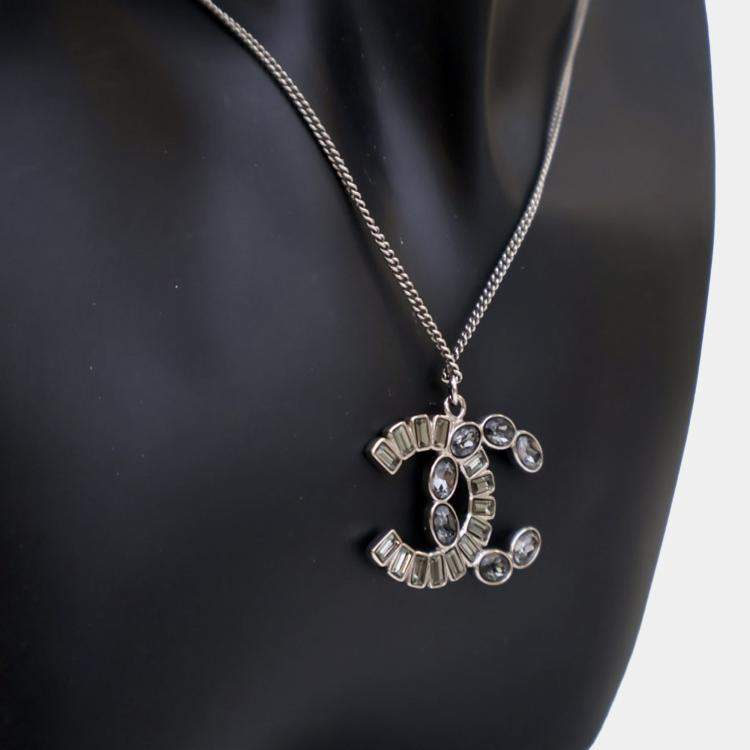 Pre Owned Chanel Crystal CC Pendant Necklace