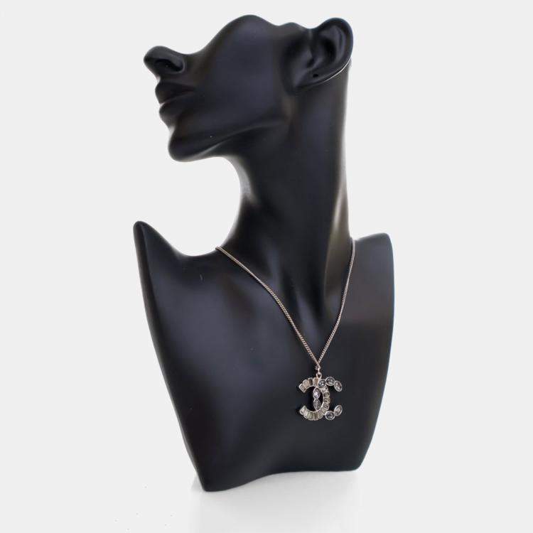 Pre Owned Chanel Crystal CC Pendant Necklace
