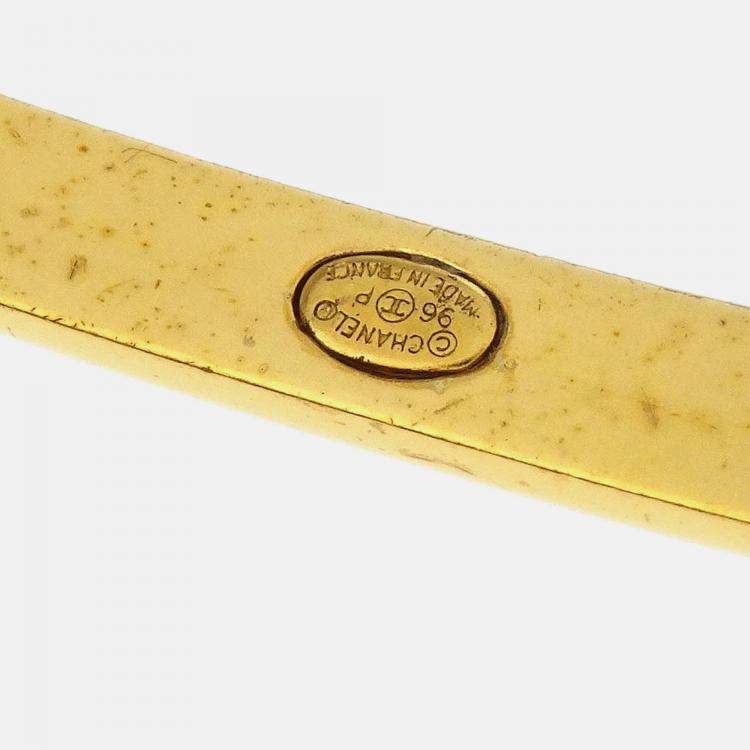 Pre Owned Chanel Gold Plated Metal Black Bracelet 