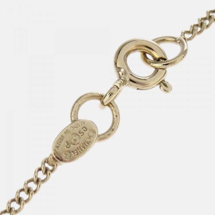 Pre Owned Chanel Gold Plated Metal Heart Chain Pendant Necklace 
