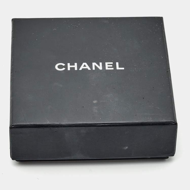 Pre Owned Chanel  CC Black Enamel Baroque Gold Tone Pin Brooch