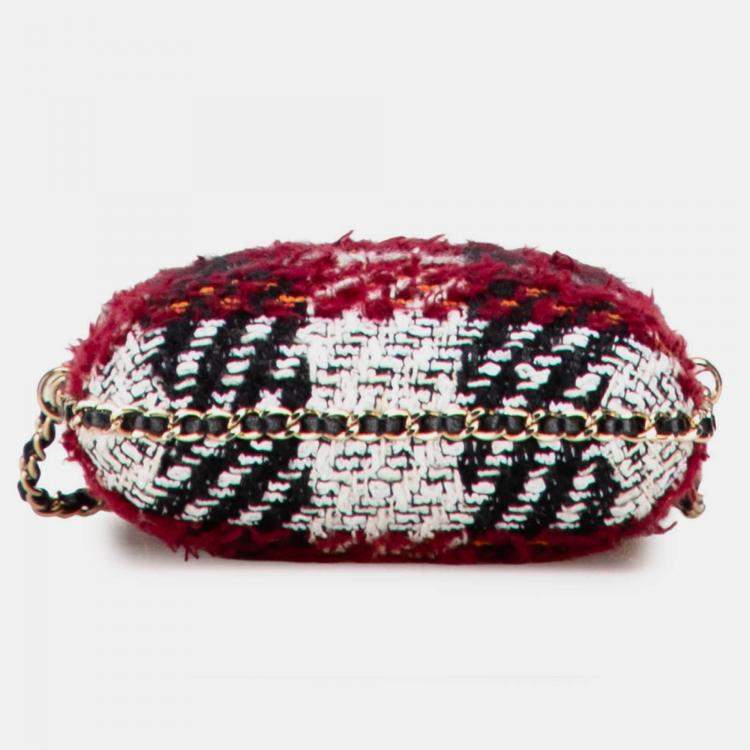 Pre Owned Chanel Red Tweed Chain Around Phone Holder