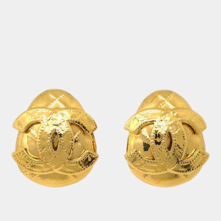 Pre Owned Chanel Earrings Clip-On Gold