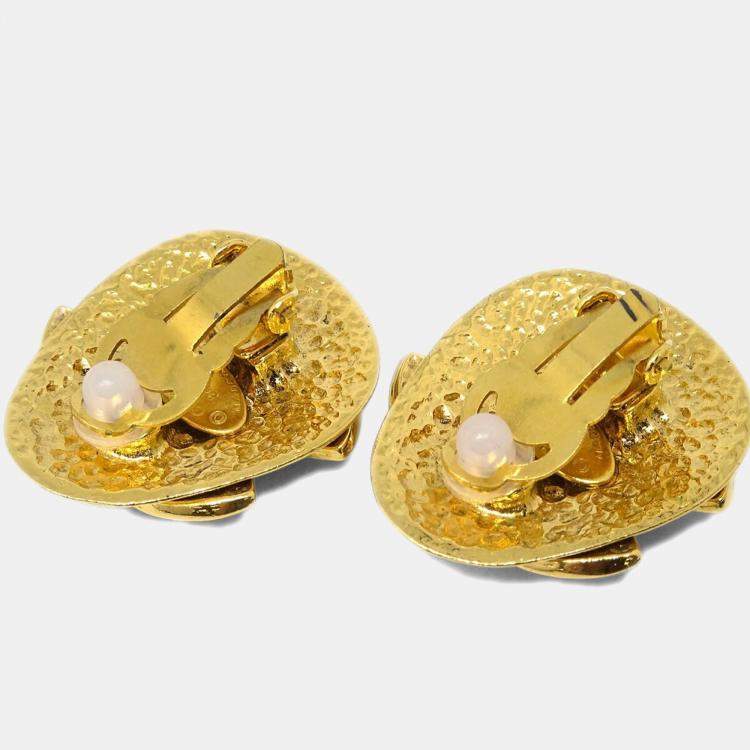 Pre Owned Chanel Earrings Clip-On Gold