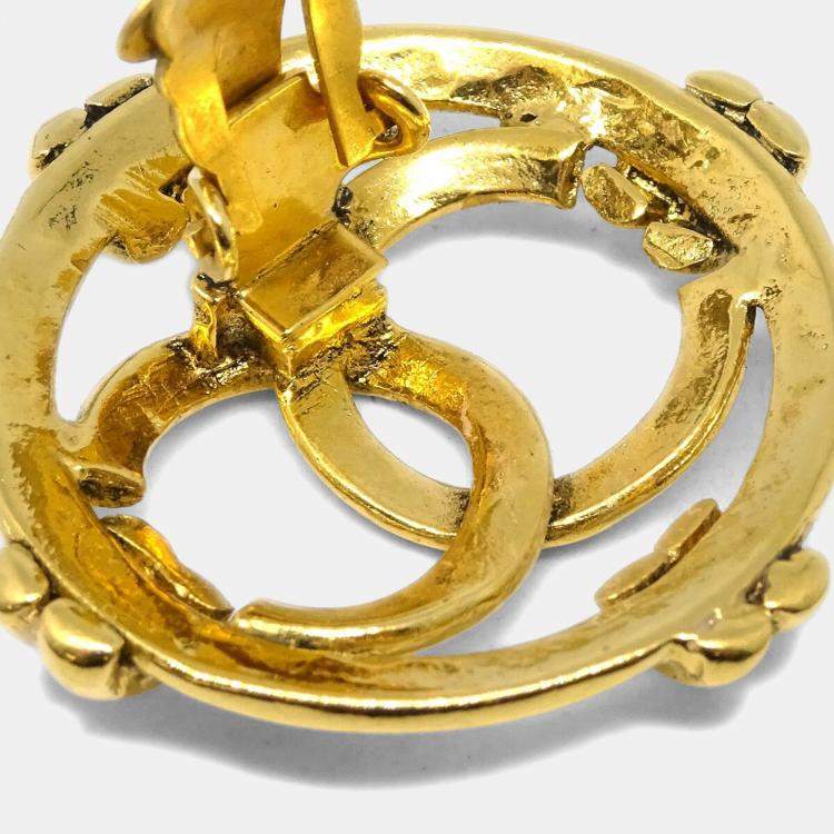 Pre Owned Chanel Gold Button Earrings Clip-On