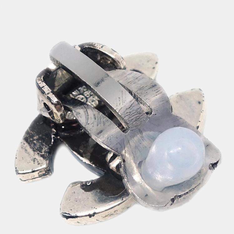 Pre Owned Chanel CC Earrings Clip-On Silver