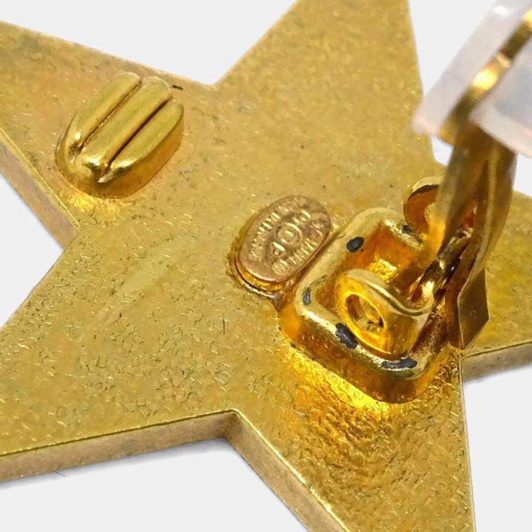 Pre Owned Chanel Star Earrings Clip-On White