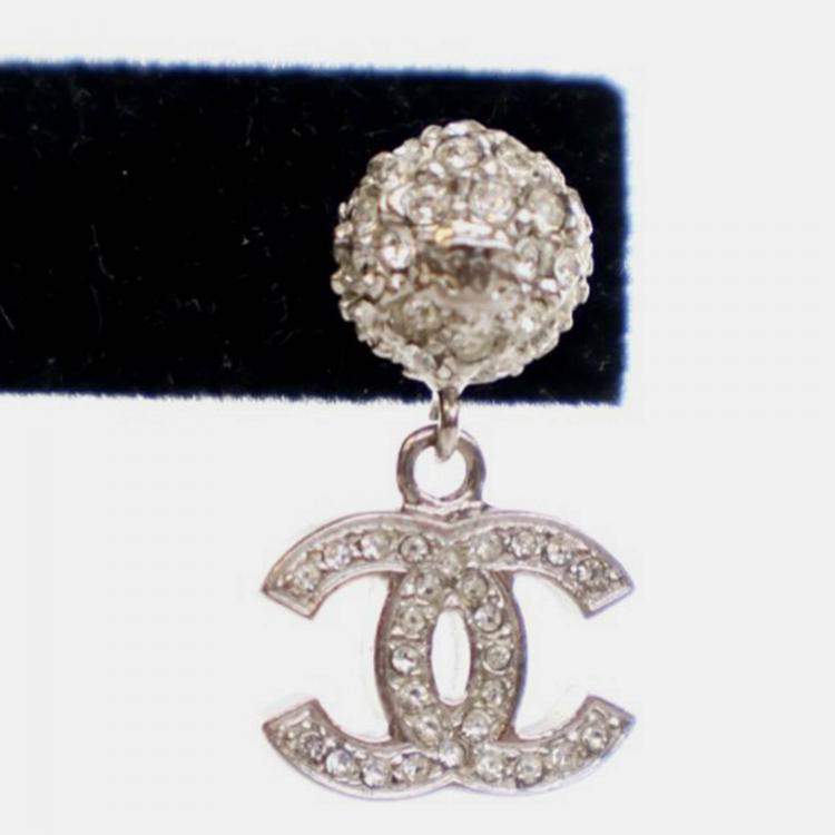 Pre Owned Chanel Crystal CC Drop Earrings