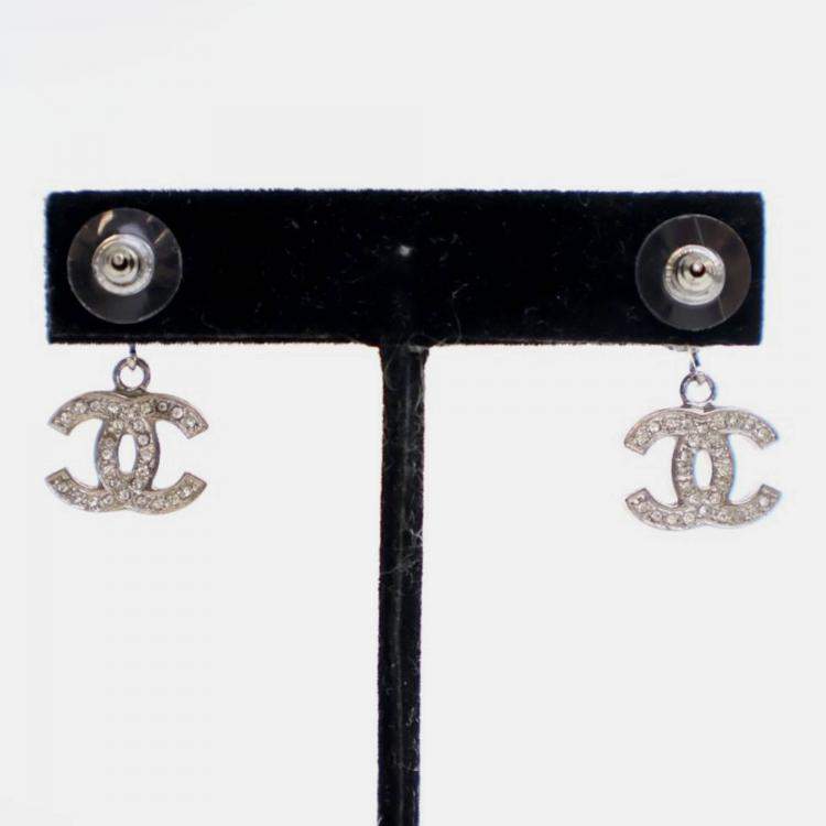 Pre Owned Chanel Crystal CC Drop Earrings