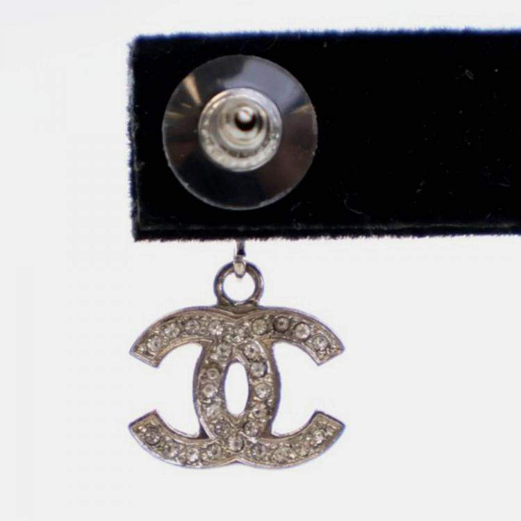 Pre Owned Chanel Crystal CC Drop Earrings