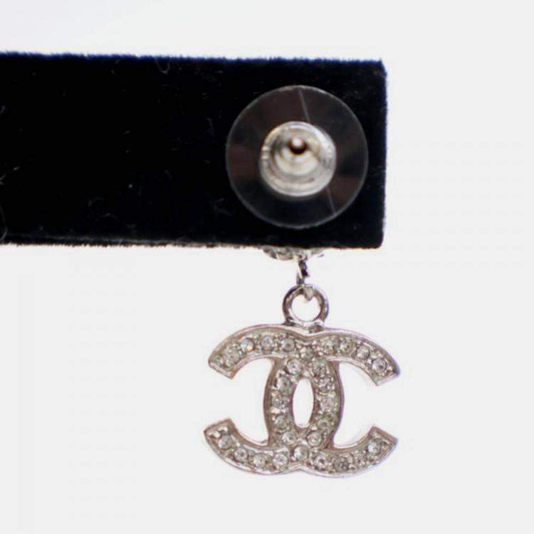 Pre Owned Chanel Crystal CC Drop Earrings
