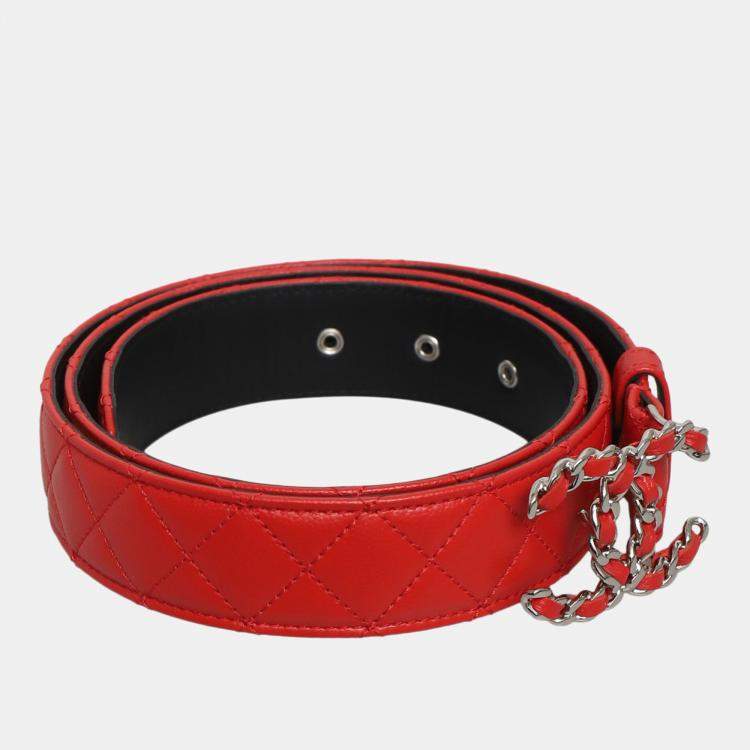 Pre Owned Chanel 20B Quilted Caviar CC Belt
