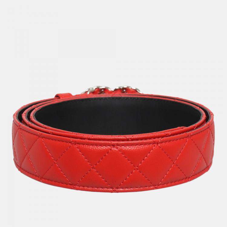 Pre Owned Chanel 20B Quilted Caviar CC Belt