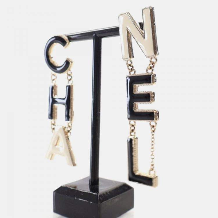 Pre Owned Chanel Logo Drop Earrings
