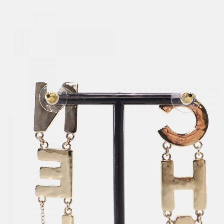 Pre Owned Chanel Logo Drop Earrings