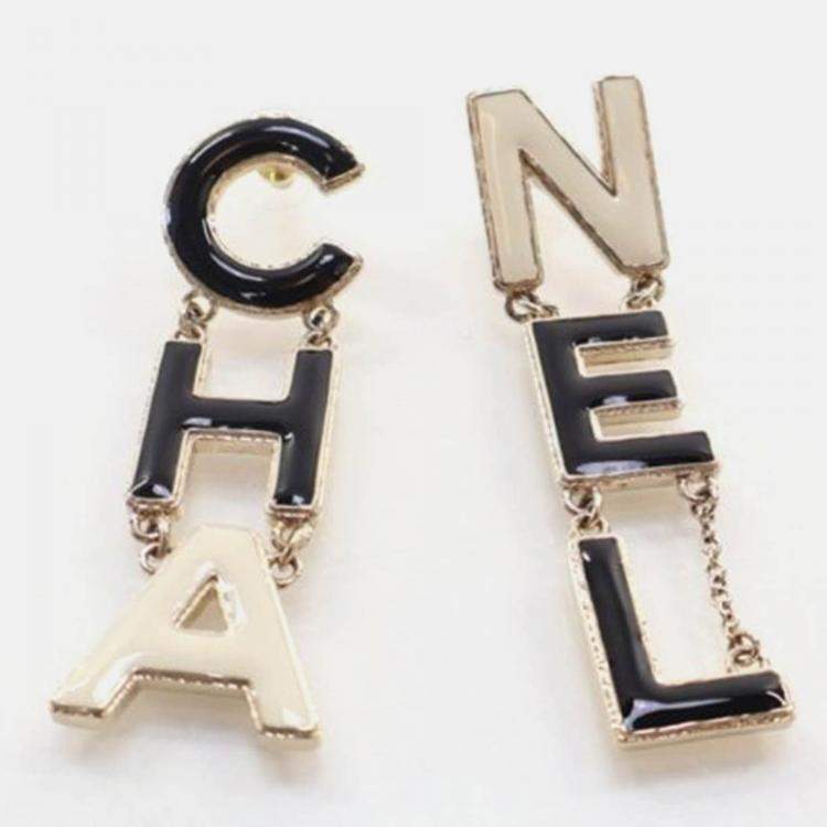 Pre Owned Chanel Logo Drop Earrings