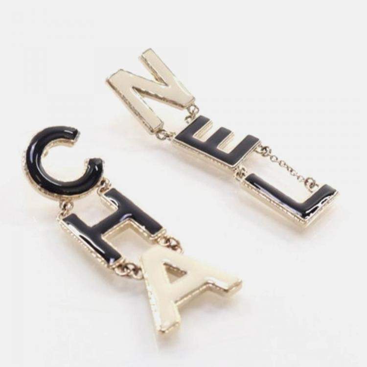 Pre Owned Chanel Logo Drop Earrings