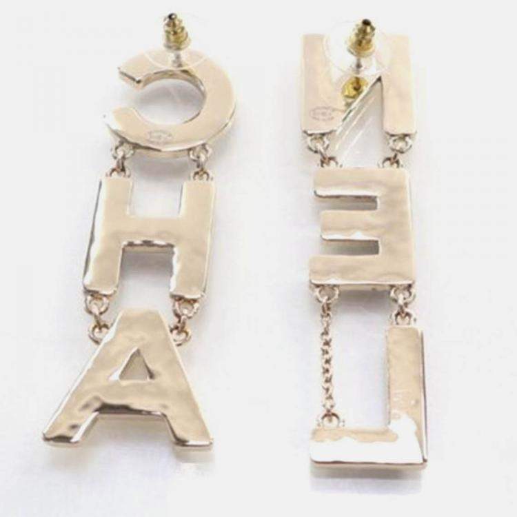 Pre Owned Chanel Logo Drop Earrings