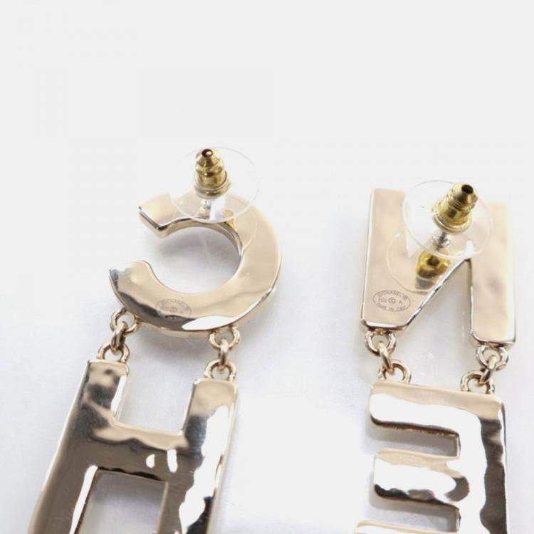 Pre Owned Chanel Logo Drop Earrings
