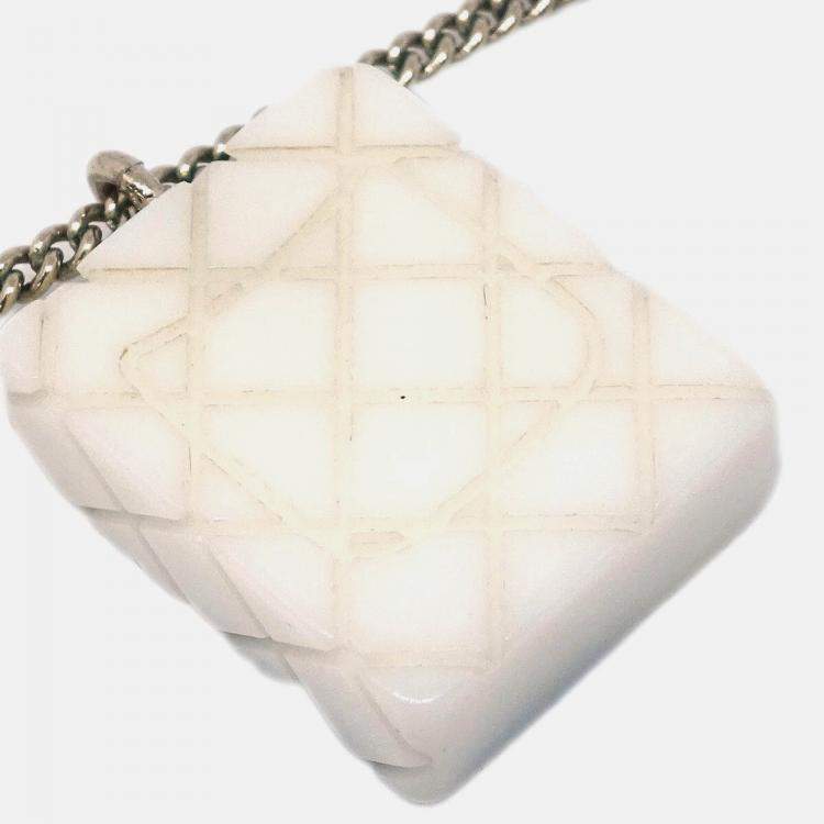 Pre Owned Chanel Cambon Ligne Gold/White Pendant Chain Necklace 
