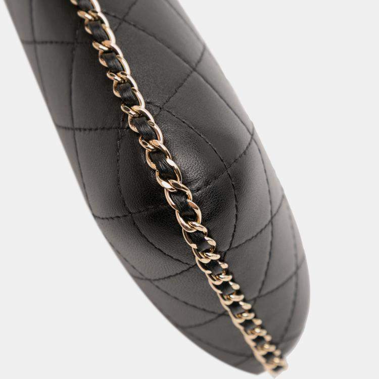 Pre Owned Chanel Black CC Quilted Lambskin Chain Around Phone Holder