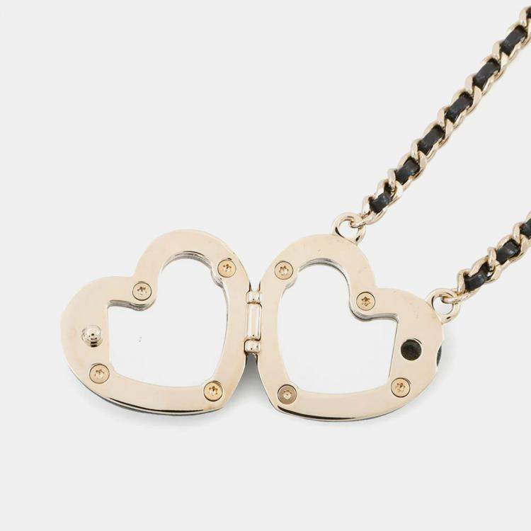 Pre Owned Chanel CC Logo Mirror Black Lambskin Necklace 