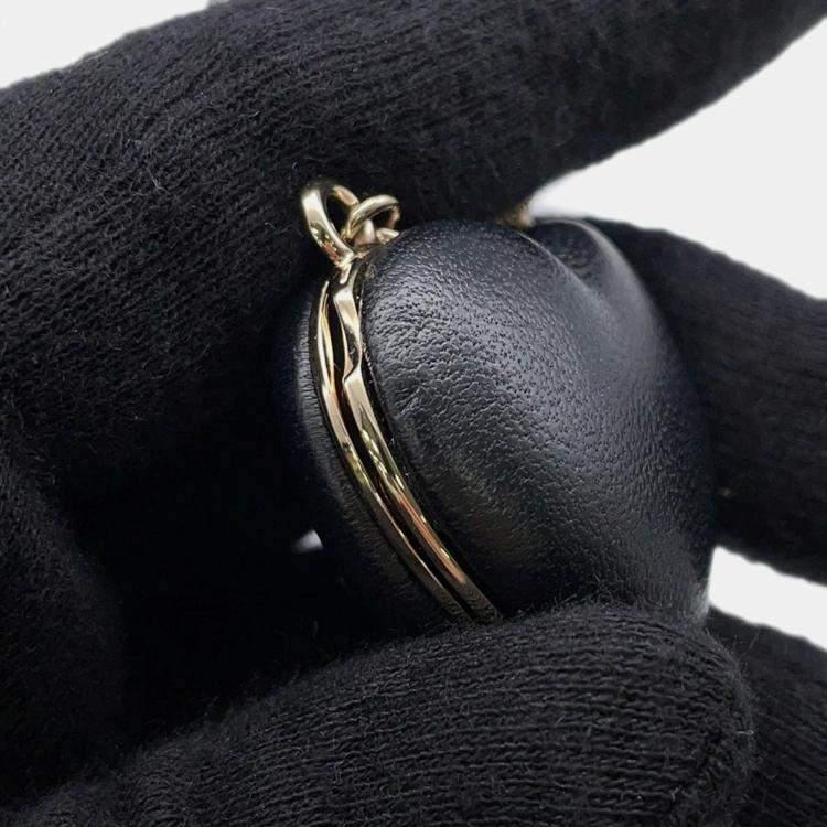 Pre Owned Chanel CC Logo Mirror Black Lambskin Necklace 