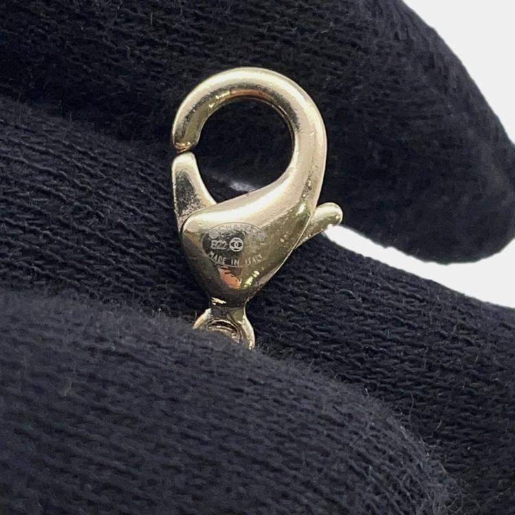 Pre Owned Chanel CC Logo Mirror Black Lambskin Necklace 