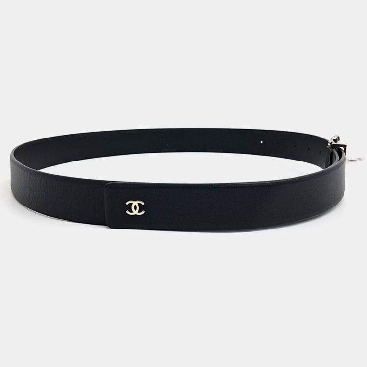 Pre Owned Chanel Black Leather Belt