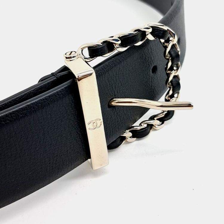 Pre Owned Chanel Black Leather Belt