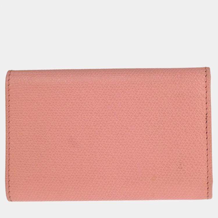 Pre Owned Chanel Pink Calfskin Key Case Small