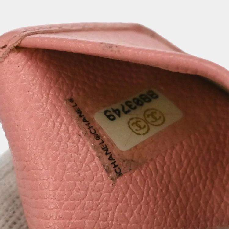 Pre Owned Chanel Pink Calfskin Key Case Small