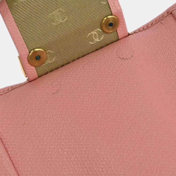 Pre Owned Chanel Pink Calfskin Key Case Small