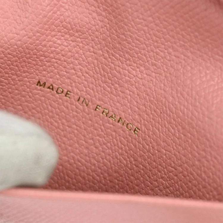 Pre Owned Chanel Pink Calfskin Key Case Small