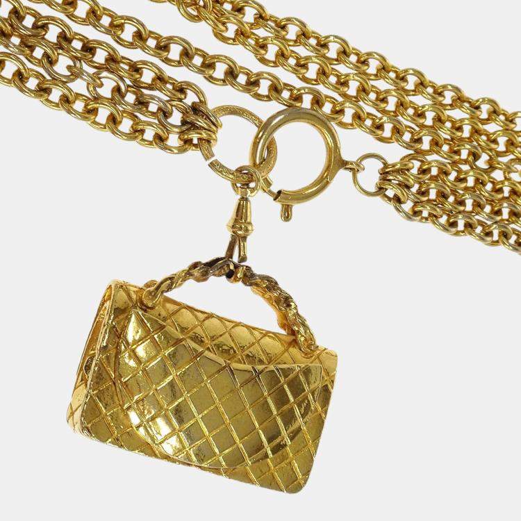 Pre Owned Chanel Gold Handbag Chain Pendant Necklace