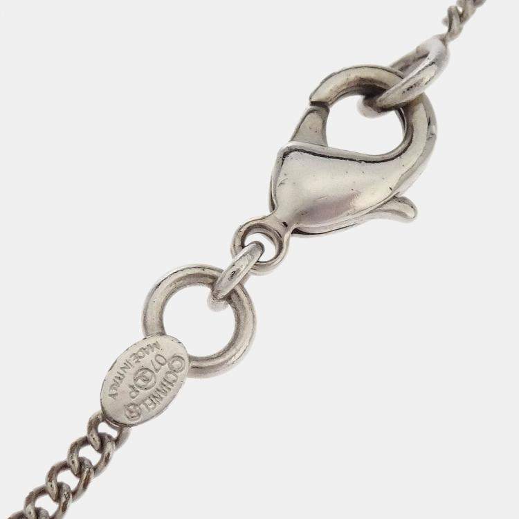 Pre Owned Chanel Padlock Key Pendant Necklace Silver Pink