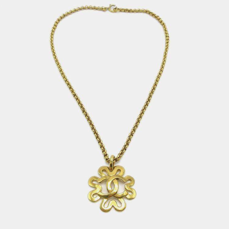 Pre Owned Chanel CC Chain Pendant Necklace Gold 95P
