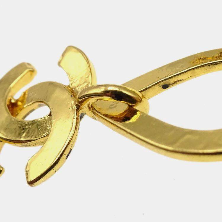 Pre Owned Chanel Dangle Earrings Clip-On Black 95P