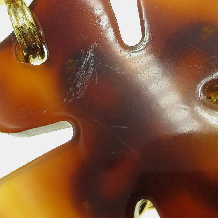 Pre Owned Chanel Clover Dangle Earrings Clip-On Acrylic 95P