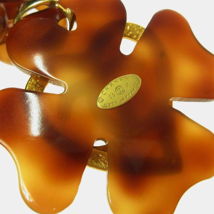 Pre Owned Chanel Clover Pendant Necklace Acrylic 95P