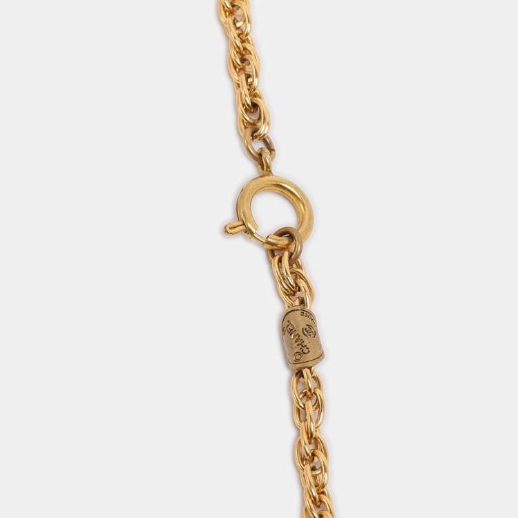Pre Owned Chanel CC Gold Tone Choker Necklace