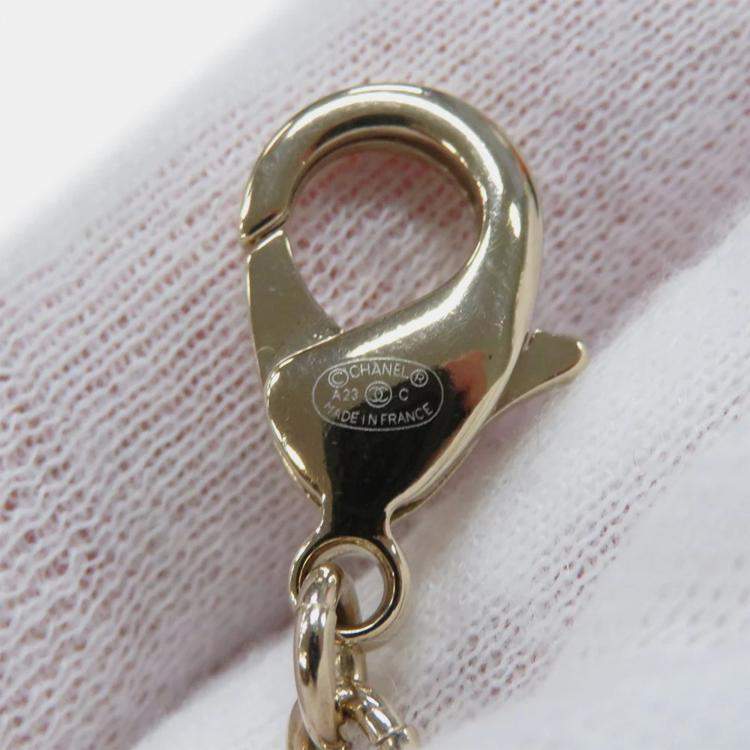 Pre Owned Chanel Cc Logo Metal Rhinestone Multicolor Necklace 