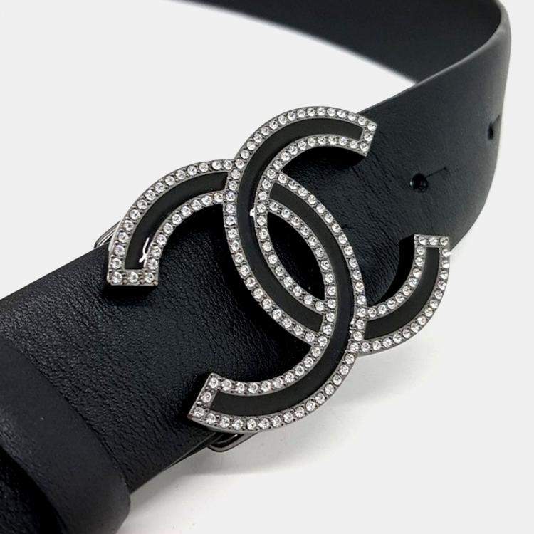 Pre Owned Chanel Black Leather Belt