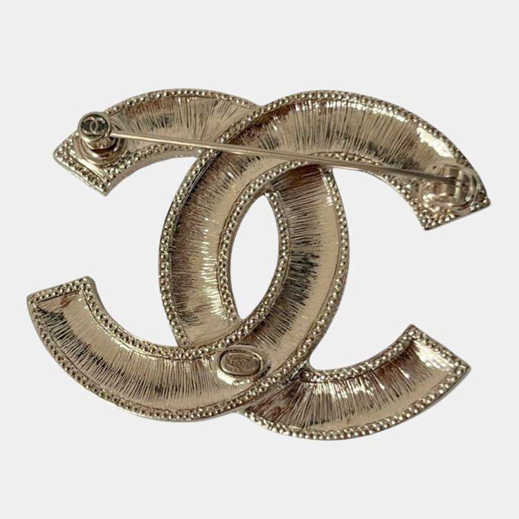 Pre Owned Chanel Multicolor Rhinestone CC Brooch