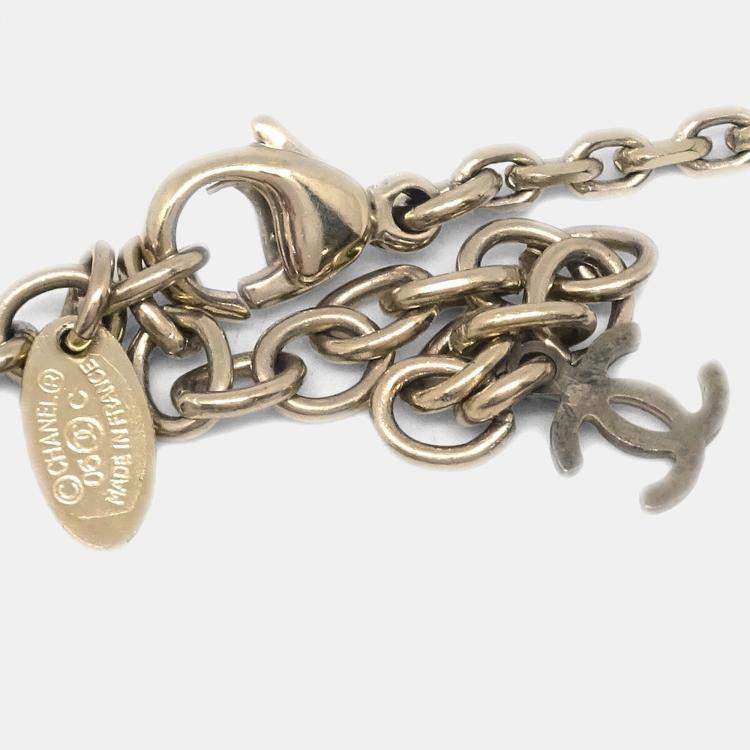 Pre Owned Chanel No5 Ligne Chain Necklace Pendant Gold White