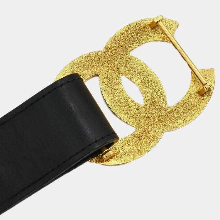 مملوكة مسبقًا حزام شانيل أسود ذهب 75/30 96A صغير