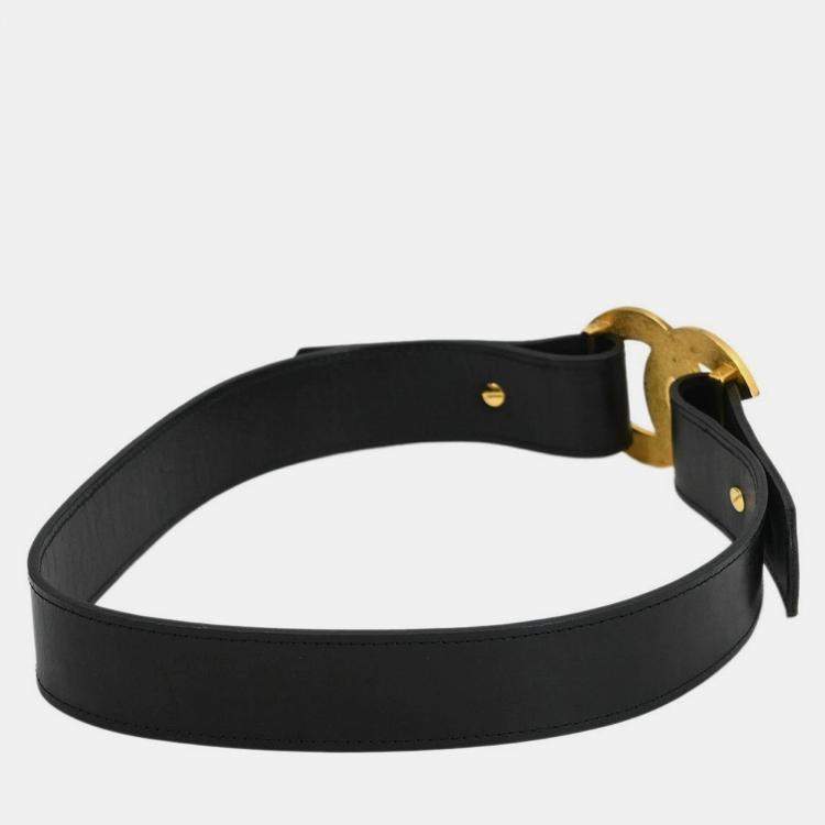 مملوكة مسبقًا حزام شانيل أسود ذهب 75/30 96A صغير