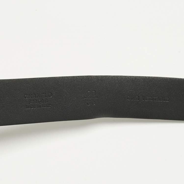 Pre Owned حزام شانيل CC أسود جلد مزين للخصر ٩٠ سم