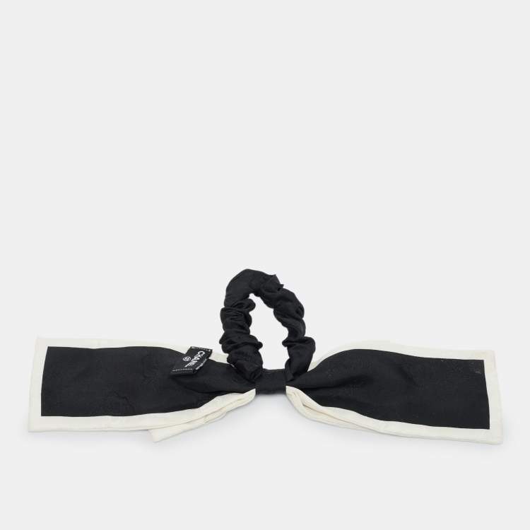Pre Owned Chanel Black Silk Bow Scrunchie
