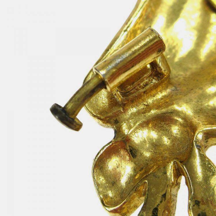 Pre Owned Chanel Hat Bow Brooch Pin Gold